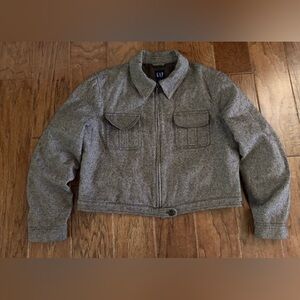 Gap Vintage Y2K Bomber Tweed Jacket Brown Size XL